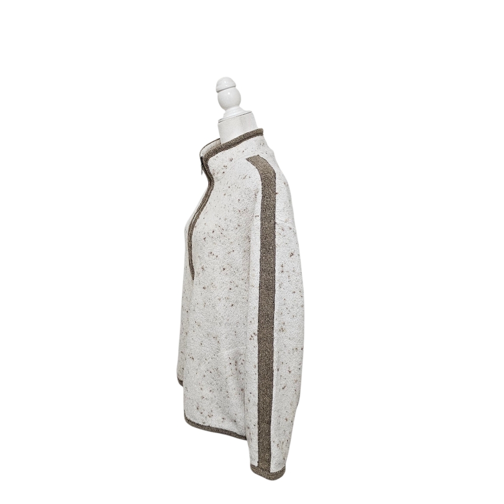 Seasons Sport Cream Speckled Half-Zip Sherpa Pullover Cotton Wool Womens Large
